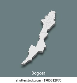3d isometric map of Bogota is a city of Colombia , vector illustration