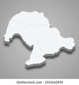 3d isometric map of Bokeo is a Province of Laos, vector illustration
