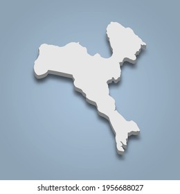 3d isometric map of Border is an island in Whitsunday Islands, isolaated vector illustration