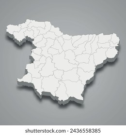 3d isometric map of Bouira is a region of Algeria, vector illustration