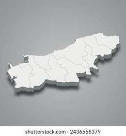 Mapa isométrico 3d de Boumerdes es una región de Argelia, ilustración vectorial