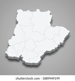 3d isometric map of Braganca is a district of Portugal, vector illustration