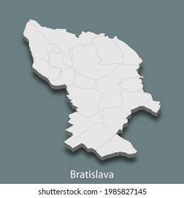 Mapa isométrico 3d de Bratislava es una ciudad de Eslovaquia , ilustración vectorial