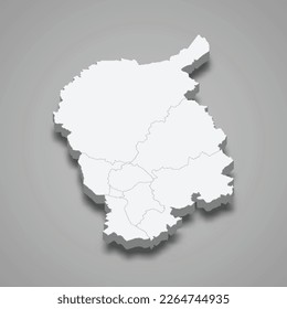 3d isometric map of Bratislava Region is a province of Slovakia isolated with shadow 