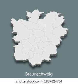 3d isometric map of Braunschweig is a city of Germany, vector illustration