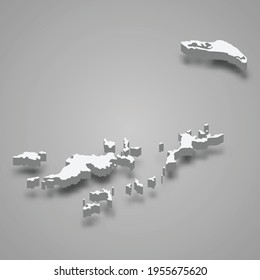 3d isometric map of British Virgin Islands, isolated with shadow vector illustration