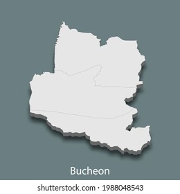 3d isometrische Karte Bucheon ist eine Stadt Korea, Vektorgrafik