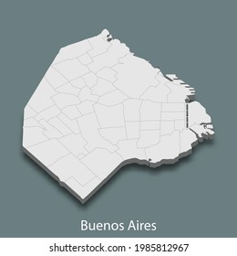 3d isometric map of Buenos Aires is a city of Argentina, vector illustration