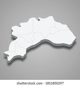 Mapa isométrico 3d de Burdur es una provincia de Turquía, ilustración vectorial