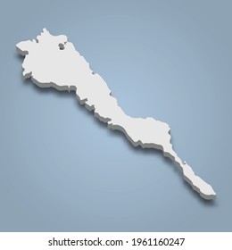 Mapa isométrico 3d de Burias es una isla en Filipinas, ilustración vectorial aislada