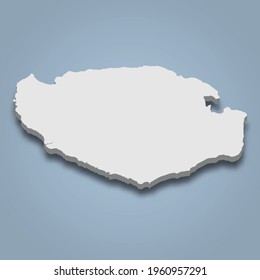 3d isometric map of Buru is an island in Indonesia, isolated vector illustration
