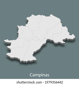 Mapa isométrico 3d de Campinas es una ciudad de Brasil , ilustración vectorial