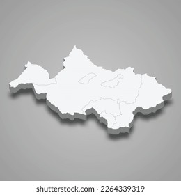 3d isometric map of Canar is a province of Ecuador isolated with shadow 