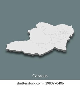 3d isometric map of Caracas is a city of Venezuela , vector illustration