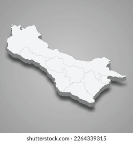 Mapa isométrico 3d de Carchi es una provincia de Ecuador aislada a la sombra 