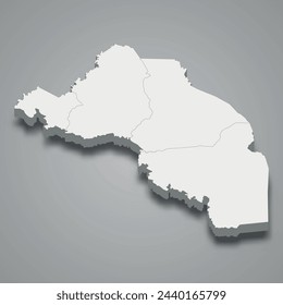 3d isometric map of Cavally is region of Ivory Coast, vector illustration