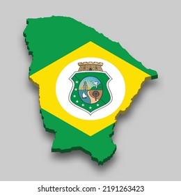 Mapa isométrico 3d de Ceara es un estado de Brasil con bandera nacional