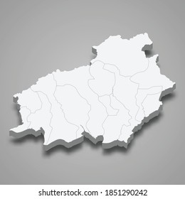 3d isometric map of Central Kalimantan is a province of Indonesia, vector illustration