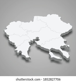 Mapa isométrico 3d de Macedonia Central es una región de Grecia, ilustración vectorial