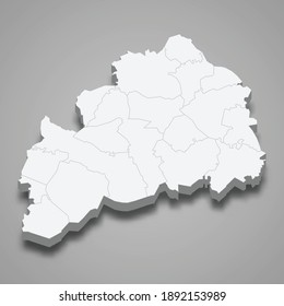 3d mapa isométrico de Ostrobothnia central es una región de Finlandia, ilustración vectorial