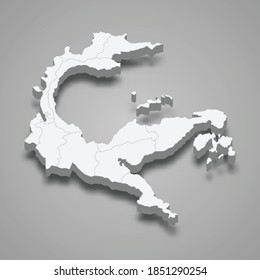 3d isometric map of Central Sulawesi is a province of Indonesia, vector illustration