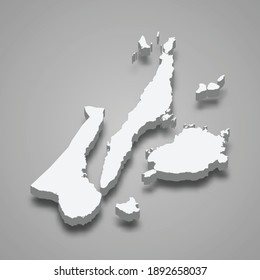 3d isometric map of Central Visayas is a region of Philippines, vector illustration