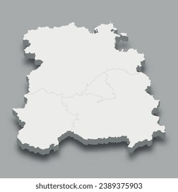 3 d mapa isométrico Centro Región de España, aislado con sombra