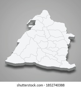 3d isometric map of Changhua County is a region of Taiwan, vector illustration