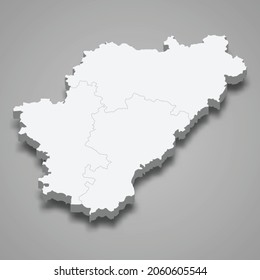 3d isometric map of Charente is a department in France, vector illustration