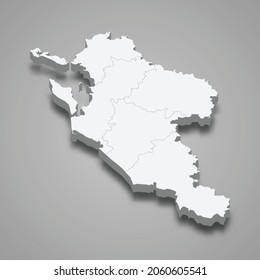 3d isometric map of Charente-Maritime is a department in France, vector illustration