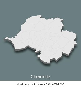 Mapa isométrico 3d de Chemnitz es una ciudad de Alemania, ilustración vectorial