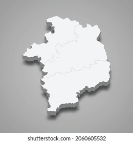 3d isometric map of Cher is a department in France, vector illustration