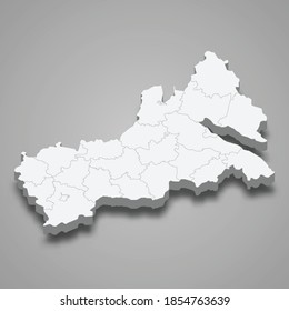 3d isometric map of Cherkasy oblast is a region of Ukraine, vector illustration