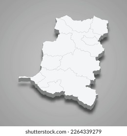 3d isometric map of Chimborazo is a province of Ecuador isolated with shadow 