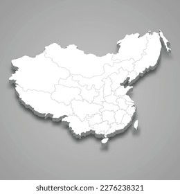 3d isometric map of China Qing dynasty isolated with shadow, former state