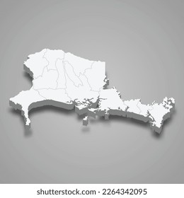 3d isometric map of Chiriqui is a province of Panama isolated with shadow 