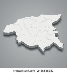Mapa isométrico 3d de Chlef es una región de Argelia, ilustración vectorial