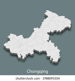 3d isometric map of Chongqing is a city of China, vector illustration