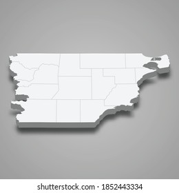 3d isometric map of Chubut is a province of Argentina, vector illustration