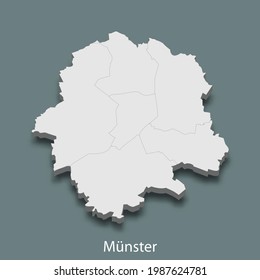 3d Isometric Map Of Münster Is A City Of Germany, Vector Illustration