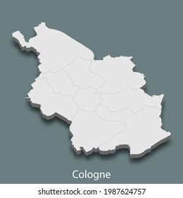 3d isometric map of Cologne is a city of Germany, vector illustration