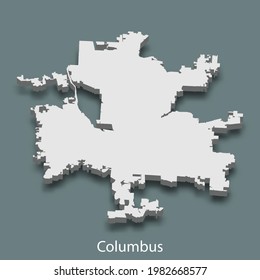 3d isometric map of Columbus is a city of United States, vector illustration