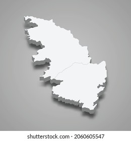 3d isometric map of Corse-du-Sud is a department in France, vector illustration