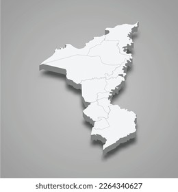 Mapa isométrico 3d de Cortes es una provincia de Honduras aislada a la sombra 