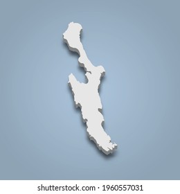 3d isometric map of Cres is an island in Croatia, isolated vector illustration