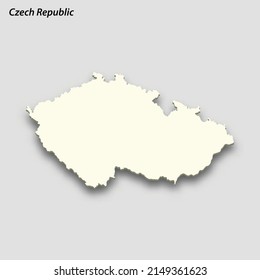 3d isometric map of Czech Republic isolated with shadow. Paper card style vector illustration