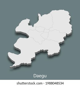 3d isometric map of Daegu is a city of Korea, vector illustration