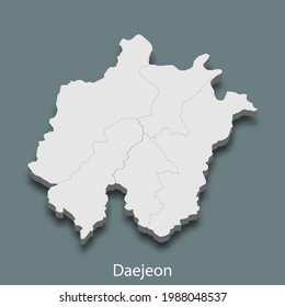 3d isometric map of Daejeon is a city of Korea, vector illustration