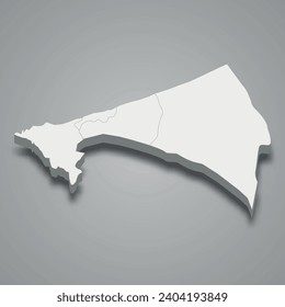 3d isometric map of Dakar is a region of Senegal, vector illustration