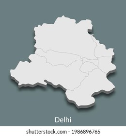 3d isometric map of Delhi is a city of India, vector illustration